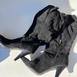 Kenneth Cole suede side zipper high heeled boots. size 38